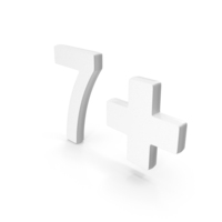 White 7+ Age Restriction Symbol PNG & PSD Images