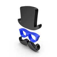 Blue & Black Hat With Glasses & Moustache Logo PNG & PSD Images
