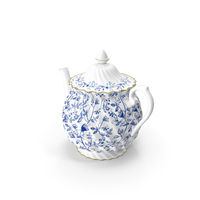Teapot Blue Flowers PNG & PSD Images