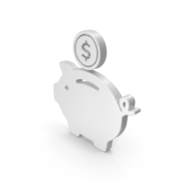 Piggy Bank with Dollar Coins Symbol White PNG & PSD Images