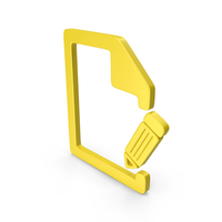 Document Paper Write Pencil Pen Symbol Yellow PNG & PSD Images