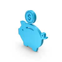 Blue Piggy Bank With Dollar Coin Symbol PNG & PSD Images