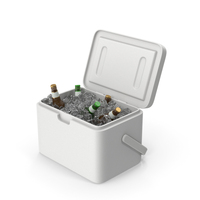 White Plastic Ice Cooler With Beer Bottles PNG & PSD Images
