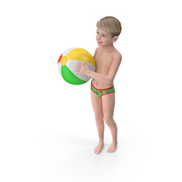 Child Boy Holding Ball Beach Style PNG & PSD Images