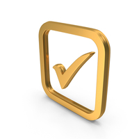Correct Tick Mark Square Gold PNG & PSD Images