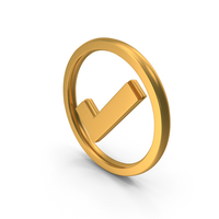 Gold Correct Tick Mark Circular Logo PNG & PSD Images