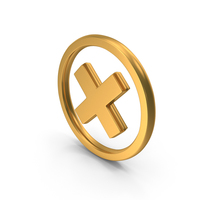 Gold Wrong Cross Mark Circular Logo PNG & PSD Images