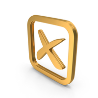 Gold Square Wrong Cross Mark PNG & PSD Images