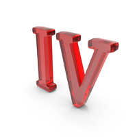 Red Glass Roman Number IV PNG & PSD Images