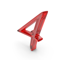 Number Sign 4 Glass Red PNG & PSD Images