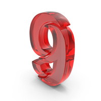 9 Number Stylish Glass Red PNG & PSD Images