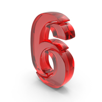 6 Number Stylish Glass Red PNG & PSD Images