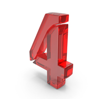 4 Number Stylish Glass Red PNG & PSD Images