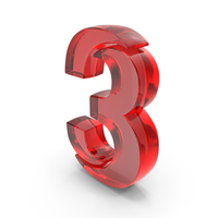 3 Number Stylish Glass Red PNG & PSD Images