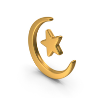 Muslim Religious Moon Star Masjid Logo Gold PNG & PSD Images