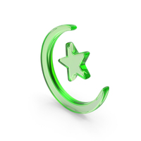 Green Glass Muslim Moon Star Logo PNG & PSD Images