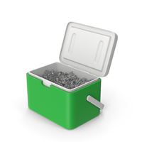 Green Plastic Ice Cooler With Ice PNG & PSD Images