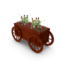 Wooden Cart With Flowers PNG & PSD Images