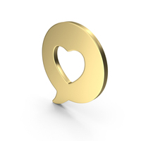 Gold Heart Speech Bubble Symbol PNG & PSD Images
