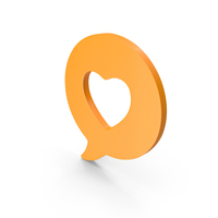 Orange Heart Speech Bubble Symbol PNG & PSD Images
