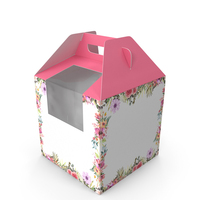 W Packaging Tall Cake Box Pink With Window PNG & PSD Images