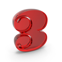 Number Design 3 Glass Red PNG & PSD Images