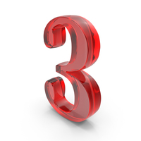Number Digit 3 Glass Red PNG & PSD Images