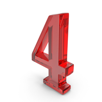 Number Digit 4 Glass Red PNG & PSD Images
