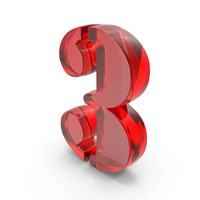 Number Digital 3 Glass Red PNG & PSD Images