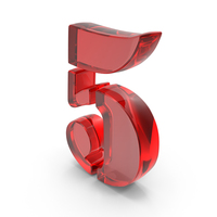 Number Digital 5 Glass Red PNG & PSD Images