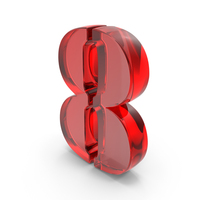 Number Digital 8 Glass Red PNG & PSD Images