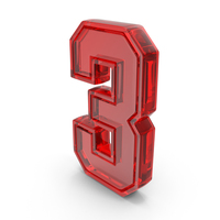 Number Dual 3 Glass Red PNG & PSD Images