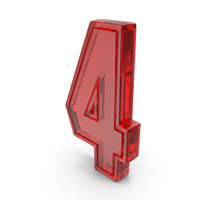 Number Dual 4 Glass Red PNG & PSD Images