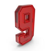 Number Dual 9 Glass Red PNG & PSD Images