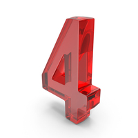 Red Glass Number 4 PNG & PSD Images