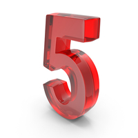 Number Glass Red 5 PNG & PSD Images