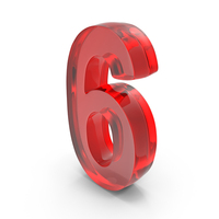 Number Glass Red 6 PNG & PSD Images