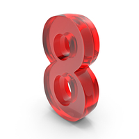 Number Glass Red 8 PNG & PSD Images