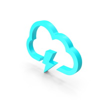 Cloud Lightening Sign Blue PNG & PSD Images