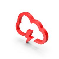 Cloud Lightening Sign Red PNG & PSD Images