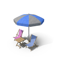 Beach Chairs & Table With Umbrella PNG & PSD Images