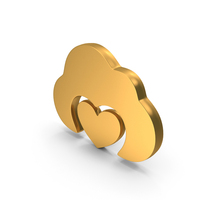 Gold Heart Cloud Icon PNG & PSD Images