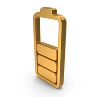 Golden Battery 3 Bars Icon PNG & PSD Images