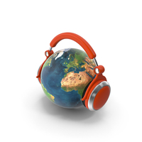 Earth With Headphones PNG & PSD Images
