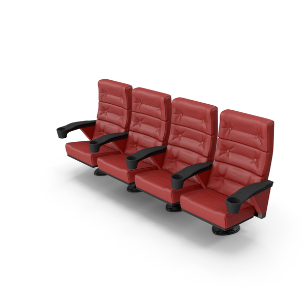 Leather Cinema Chairs for Four Places Red PNG & PSD Images