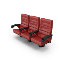 Leather Cinema Chairs for Three Places Red PNG & PSD Images