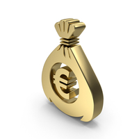 Money Bag Euro Sign Symbol Gold PNG & PSD Images