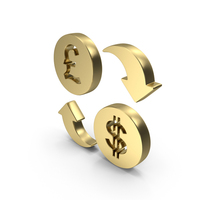 Pound and Dollar Exchange Symbol Gold PNG & PSD Images