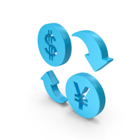Dollar And Yen Exchange Symbol Blue PNG & PSD Images