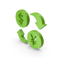 Dollar and Yen Exchange Symbol Green PNG & PSD Images